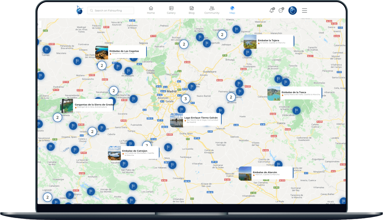 Fishsurfing app for desktop
